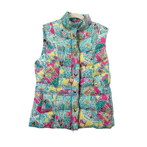 Lilly Pulitzer Lauren down Puffer Vest In the Beginning print Size XS - Picture 1 of 10